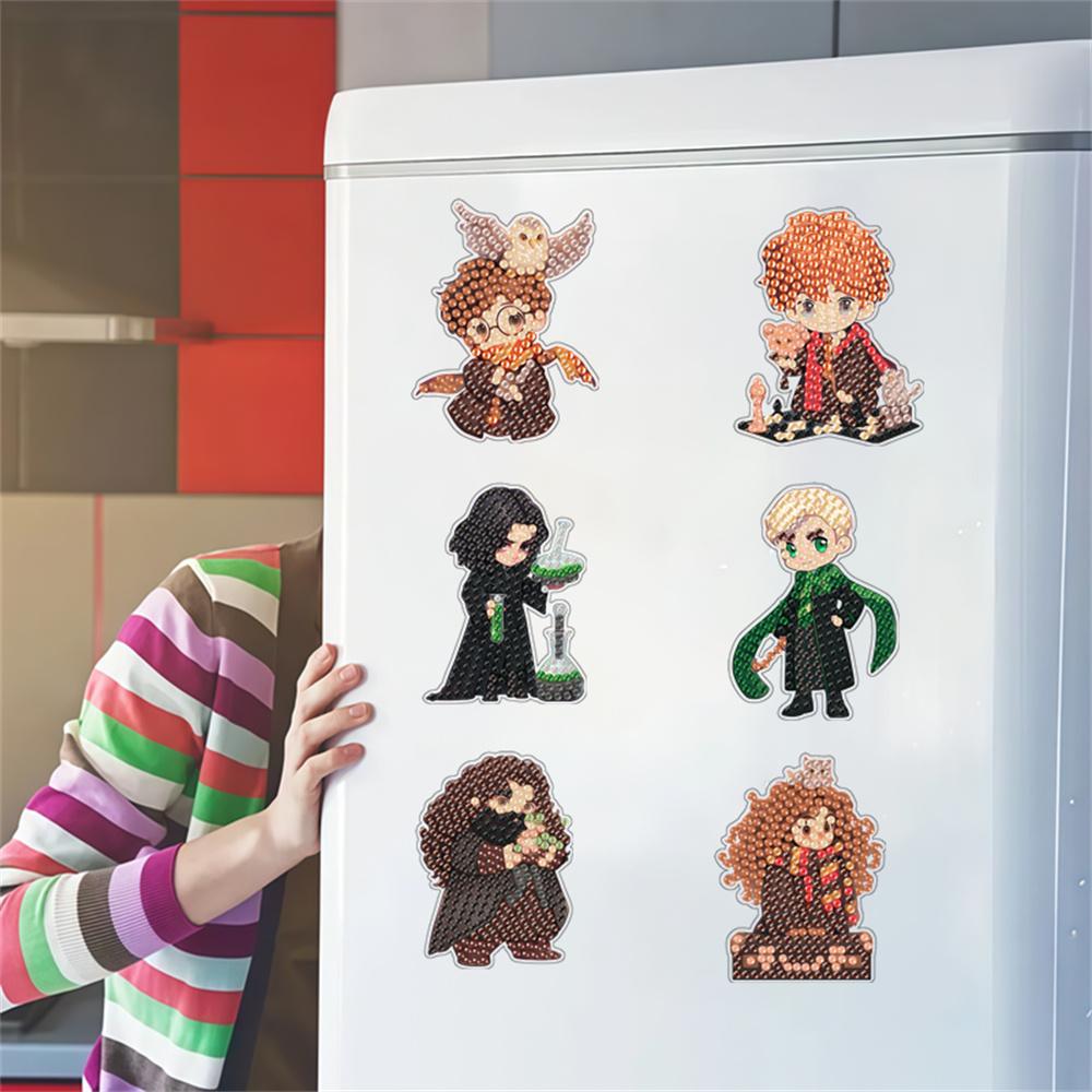 6pcs/Set Magic Academy Series Diamond Painting Magnets for Refrigerator Diamond Art Fridge Magnets for Adults Diamond Art Refrigerator Magnets Kits
