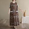Short sleeve Plus size Cotton linen vintage floral new in dresses for women casual loose long summer dress