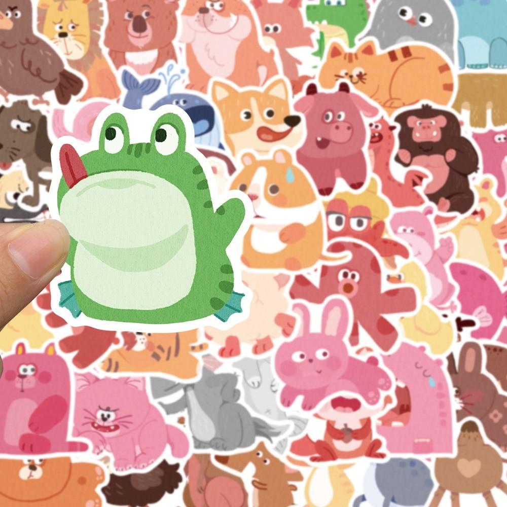 50-Piece Cartoon Small Animal Kindergarten Cute Decor Stickers - Waterproof Decals for Phone Cases, Guitars & Skateboards