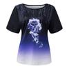 Women's  Fashion Summer New Round Neck Rose Print Short Sleeve Casual T-shirt Top