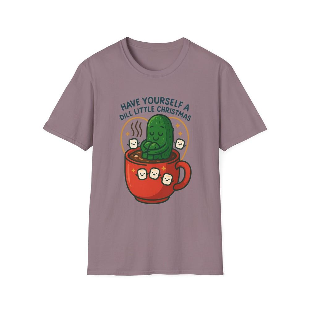 

Unisex Softstyle T-Shirt Pickle Hot Cocoa Christmas Funny Holiday Marshmallow 2XL
