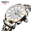 Fashion Men'S Watch Black Gold Steel Strap Casual Sports Luminous Waterproof Three-Eye Six-Needle Watch