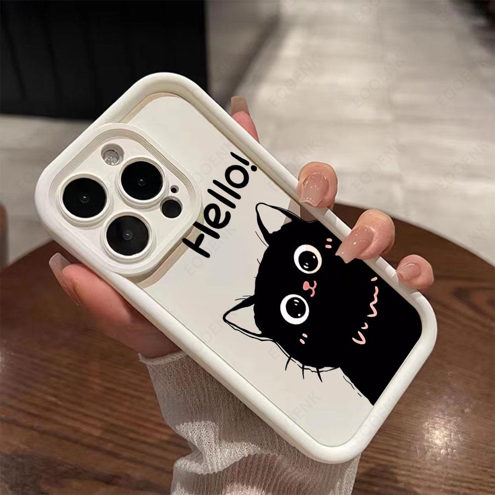 Cute Cartoon Cat Soft Phone Case For iPhone 15 14 13 12 11Pro Max Cases iPhone XS Max Mini XR X 7 8 Plus SE Shockproof Cover