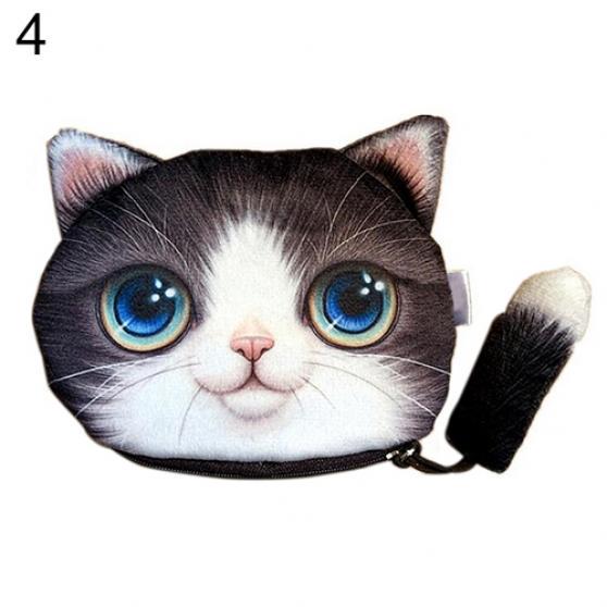 Children Cute Cat Face Tail Coin Purse Kids Wallet Bag Change Pouch Key Holder MIT