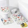 Flower Watercolor Field Flower Shower Curtain With 4 Pieces Absorbent Bathroom Mat Bathroom Curtain With Soft Bath Wheel U-Shaped Mat