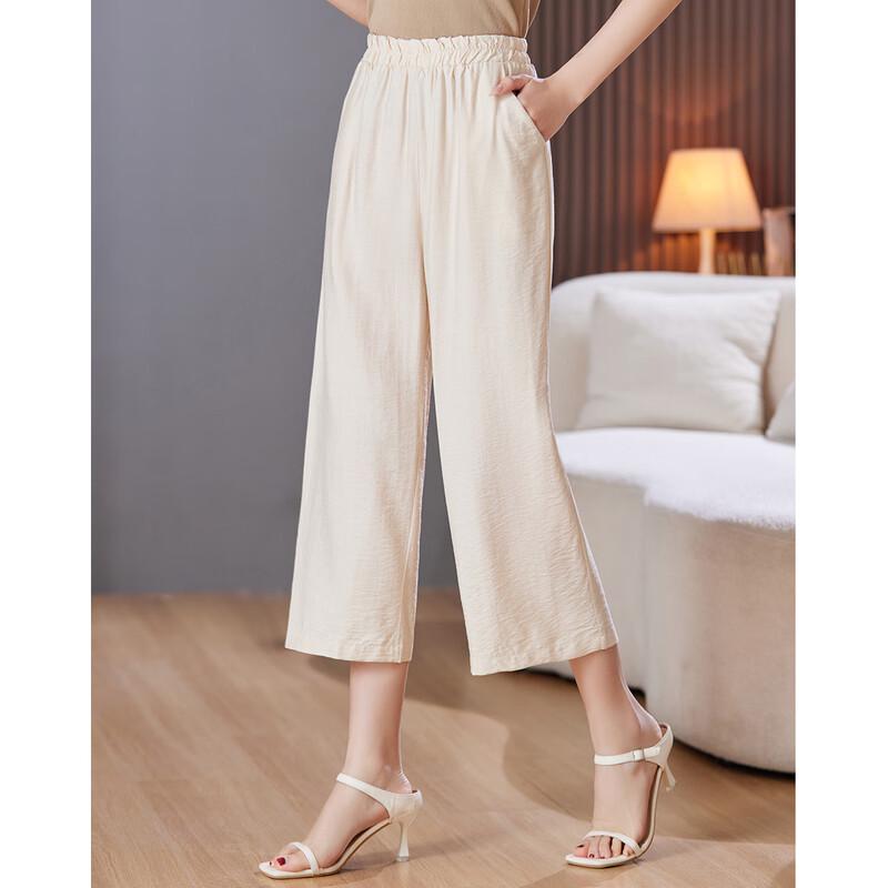 

Pasit Women s Elastic Waist Straight-Leg Casual Pants L