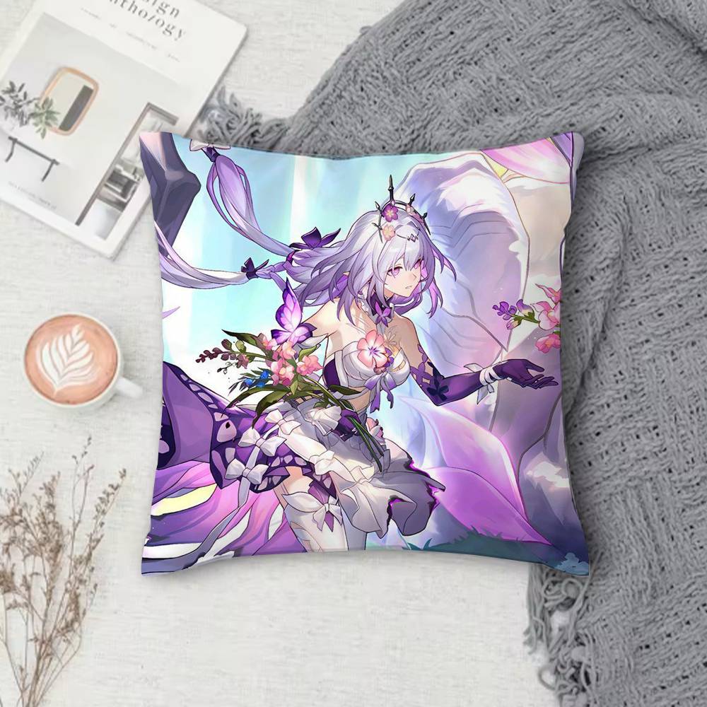 Honkai Series Anime Game Doublesided Printed Square Pillow Cover Decorative Cushion Cover for Sofa Bedroom Bedside