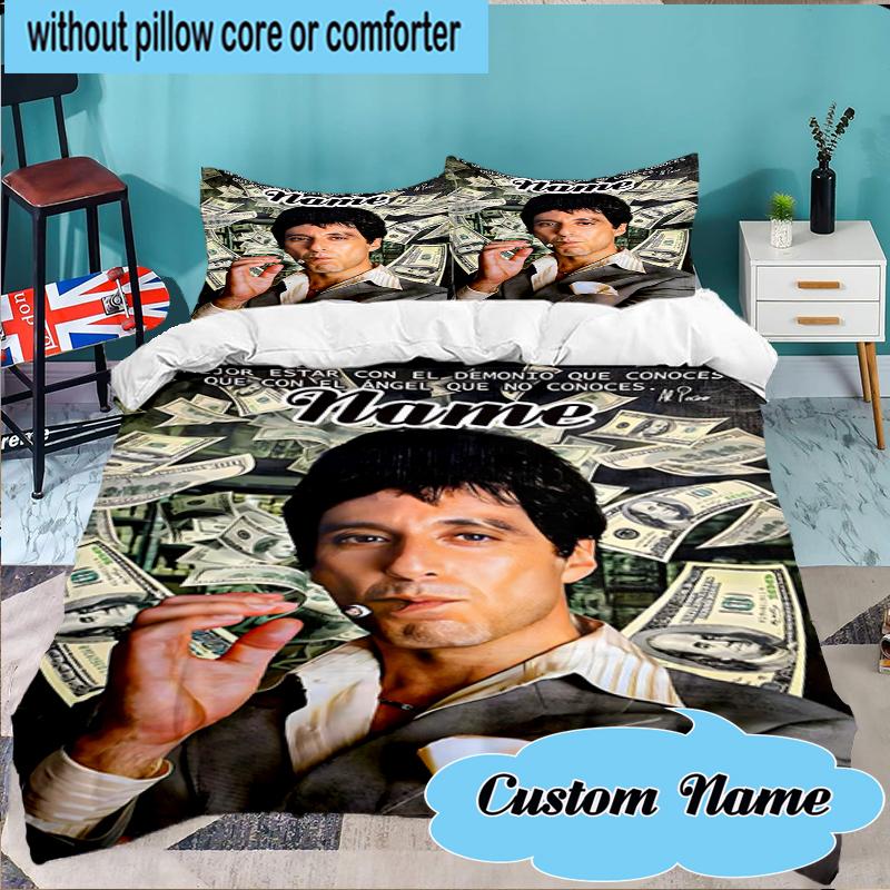 Custom Name Scarface Bedding Set 3pcs, Bedding Set Including 1pc Duvet Cover And 2pcs Pillowcases for Bedroom, Dormitory Gift