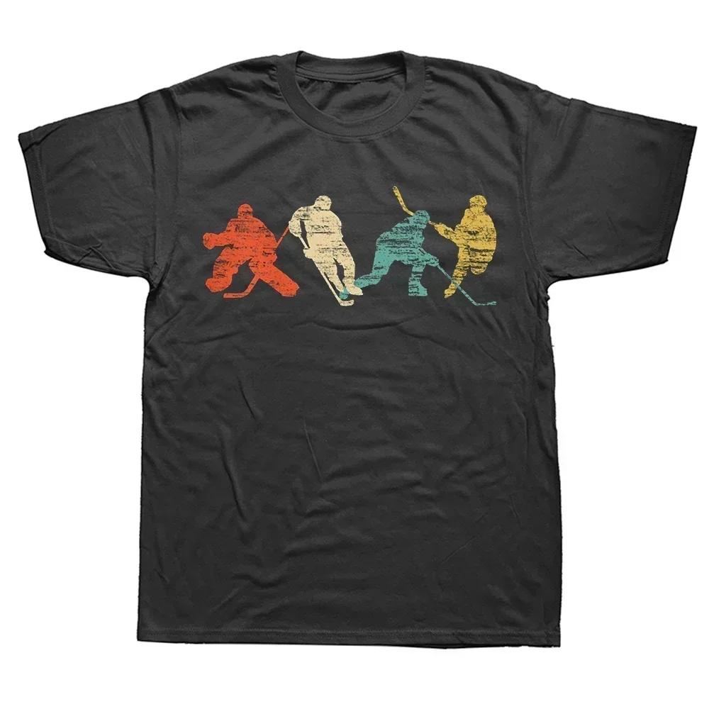 Eat Sleep Hockey Repeat Adult Ice Hockey Retro Vintage Tee Tops Round Neck Fashion Tshirt Clothing Casual Basic Tshirts