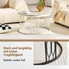 Round Coffee Table with Wood-Look Top and Metal Frame, Modern Living Room Table with Geometric Iron Frame, Sturdy Round Side Table, approx. 70x40.5 cm