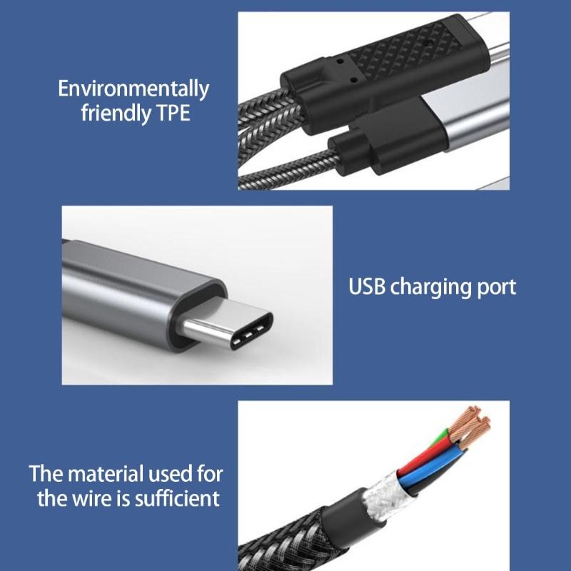 Rozdzielacz USB C 1 na 2 Wyjścia Podwójny Adapter Ładowania Słuchawek USB C Typ C Adapter Dźwięku Kabel Szybkiego Ładowania PD60W