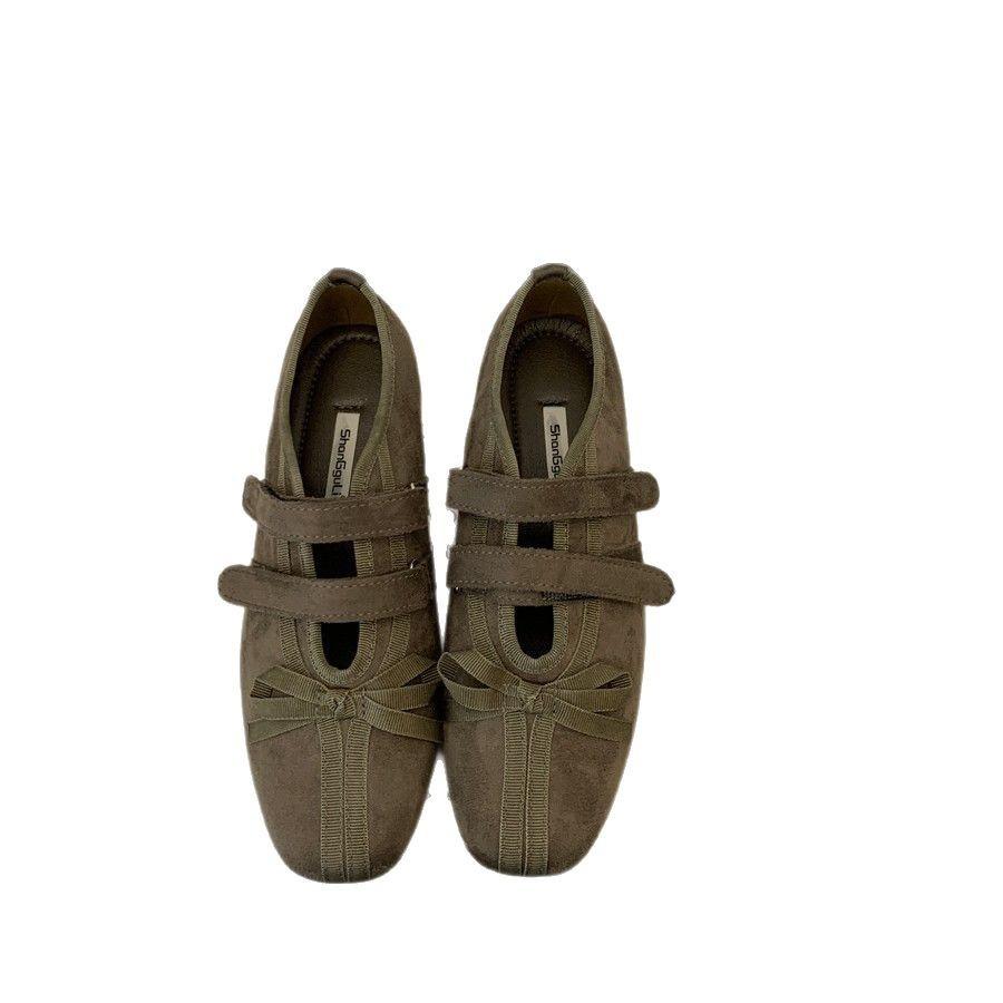 Fengliya Korean Version Design Flat-bottomed Sports Casual Shoes Single Shoes Mary Jane Shoes Fashion Bow Round Head Women