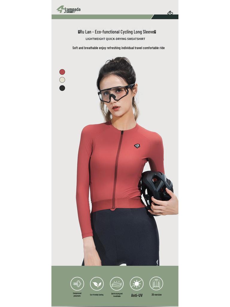 Lampada 2024 Women's Eco-Friendly Cycling Jersey - Breathable, Cool-Feel Raglan Long Sleeve Top