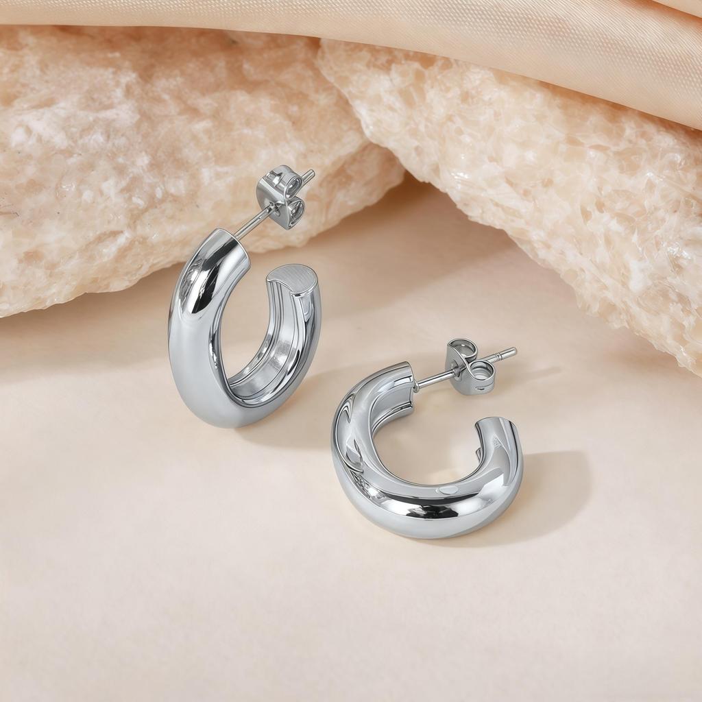 Titanium Steel Light Luxury Colorfast Hoop Earrings with High-End Feel