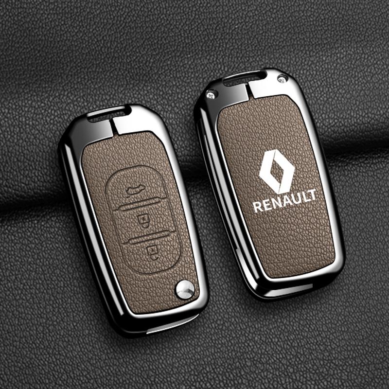 Interior Stickers Zinc Alloy Car Key Case Bag Metal Key Shell For Renault Sandero Duster Clio 5 Captur Austral Kadjar Megane Lo