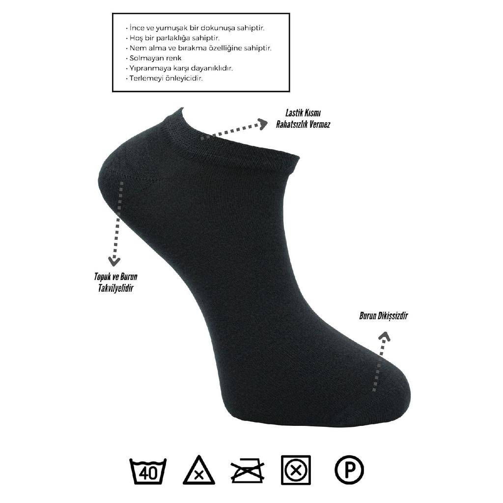 Bamboo Men's Booties Black Socks Seamless Pack Of 6
