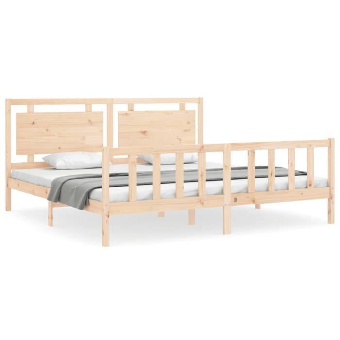VidaXL Cadre de lit avec tête de lit 200x200 cm bois massif 3192186