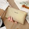 Carteira Longa Ultrafina Feminina Simples e Fashion Cor Sólida Couro PU Carteira com Zíper Grande Capacidade Bolsa de Mão Portátil