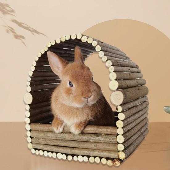 Yousheng Rabbit House Teeth Grinding Natural Wood Branches Weaving Hut Chinchilla Nest Hamster Hideout Habitat Small Pet Supplies