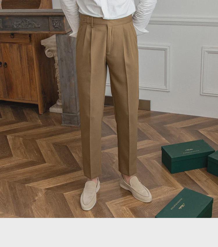 British Men's Casual Retro Anti-Wrinkle Nine-Point Trousers