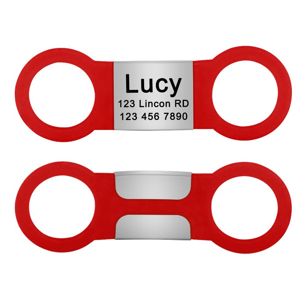 

Именная табличка с гравировкой, идентификационная бирка, ошейник для собаки, кошки, из нержавеющей стали, персонализированный, силиконовый, на заказ, аксессуар против потери M 2.0cm красный