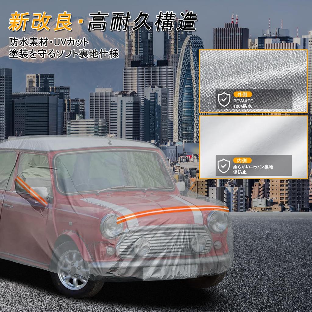 Syncnika Car Cover for Rover Mini Cooper XN12A UV Fits Dust Suitable for Garage and Outdoor Gray [Thick, Waterproof, Protection] 1992-2000 Models,