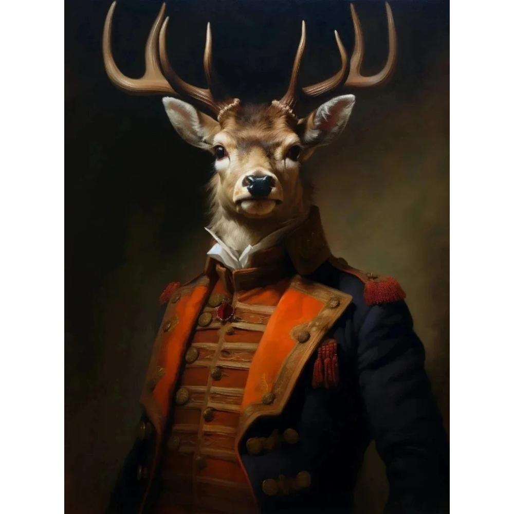 Vintage Palace Aristocrat Gorgeous Costume Animal Tiger Lion Rabbit Art Poster Canvas Paintings Wall Art HD Pictures Home Decor