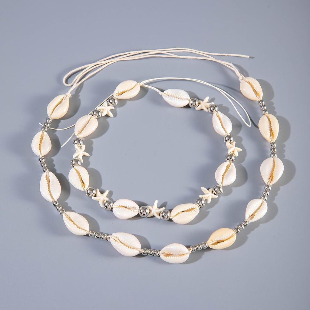 Summer New Beach Vacation Style White Shell Starfish Choker Necklace for Women's Jewelry Bohemian Ocean Elements Necklace