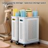 Rolling Yoga Mat Storage Basket Home Gym Storage Rack with Wheels Breathable Mesh Basket Organizer for Yoga Mats Rackets Blankets