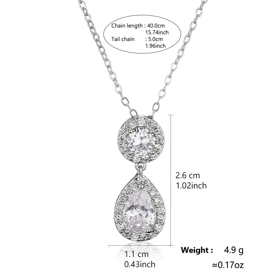 ZAKOL Brand Classic Aesthetic Water Drop CZ Pendant Necklace Shiny Geometric Crystal Wedding Party Zircon for Women Wholesale