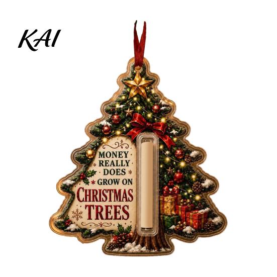 Christmas Tree Money Ornament Holder Ornament, Acrylic Stocking Cash Gift Hanging Decor Creative Holiday Idea for Tree, Festive Pendant with Surprise