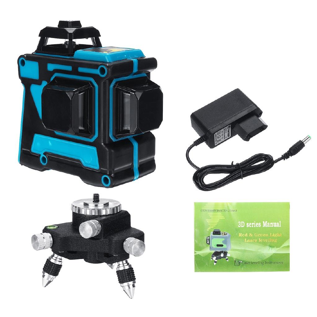 3D 12 Line Horizontal Vertical 360° Self Leveling Rotary Cross Measuring Laser Level Blue Light for Construction Tools New