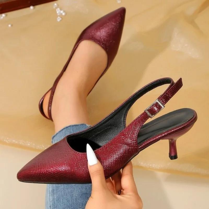Fashion Ladies Shoes 2025 Slingbacks Women's High Heels Fashion Thin Heels Shoes Sexy Pointed Toe Party Pumps Women Buckle Strap Sandals