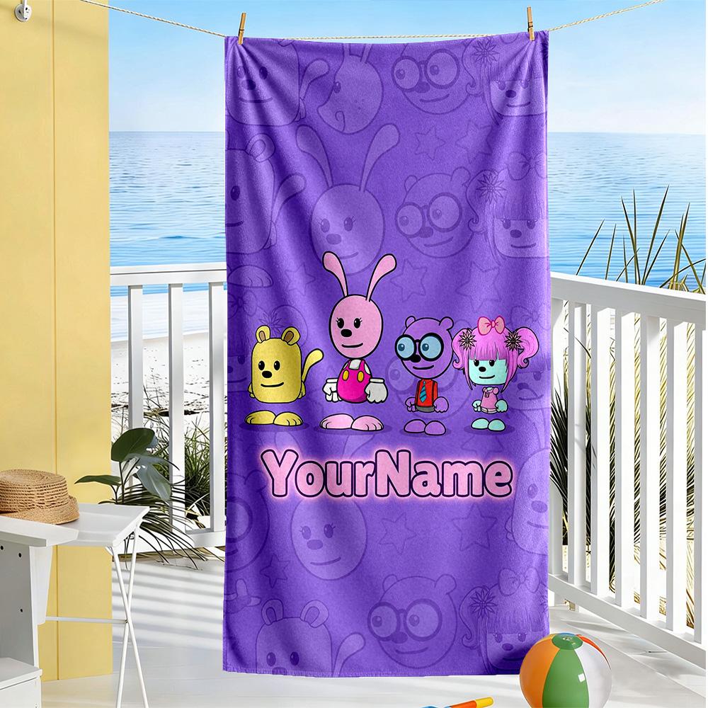 Wow! Wow! Wubbzy Customize Your Name Beach Towel Quick-Dry Soft Microfiber Ideal for Travel Outdoor Swim Pool Yoga Surf Camping Hiking Gym Gift Holida