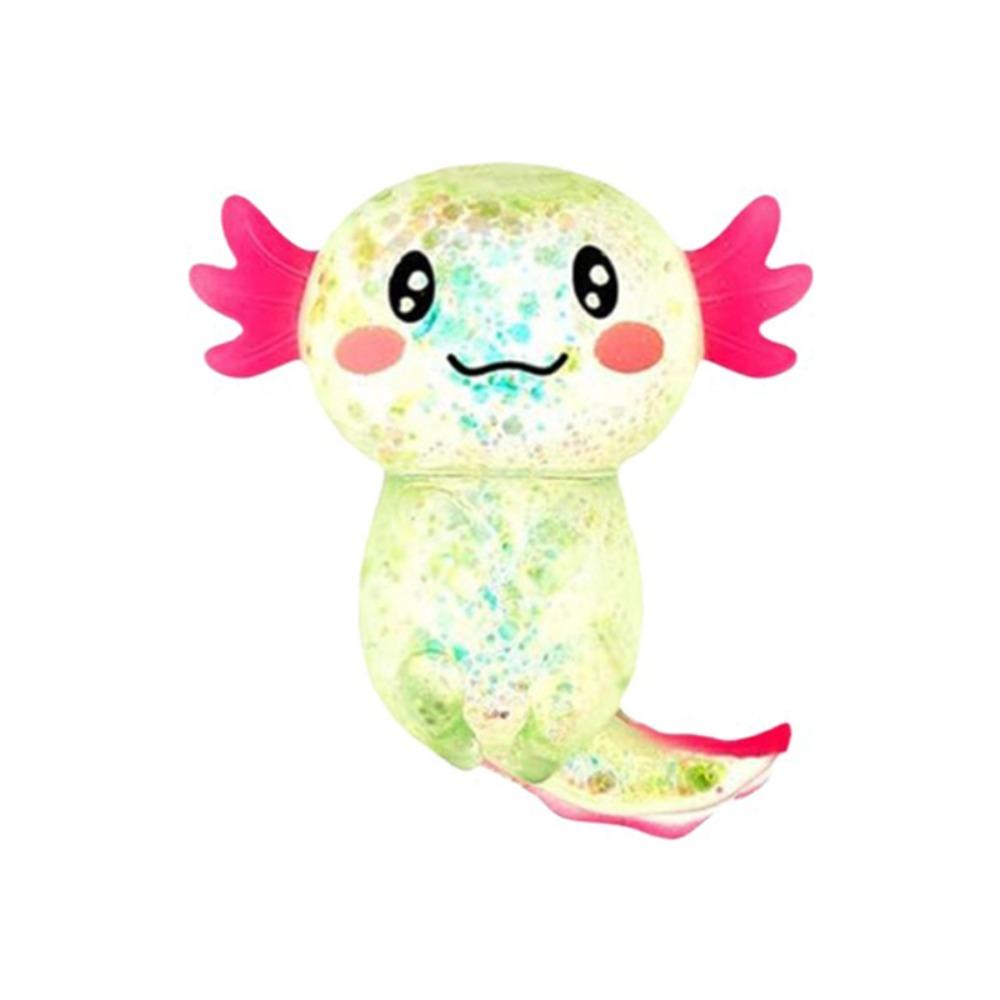 Glitter Squishy Stress Glitter Soothing Texture Cute Shape Axolotl Squishy Toys Sugar Filled Squishy Fidget Stress Ball зелёный
