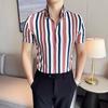 Summer Striped Shirts Men Short Sleeve Slim Fit Casual Shirt Fashion Social Streetwear