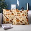 Autumn Pumpkin Leaf Coffee Pattern Decorative Throw Pillow Cover Polyester Sofa Cushion Case for Living Room Home Decor