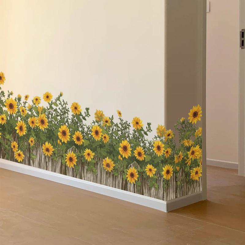 New Sunflower Wall Sticker Bedroom Living Room Home Background Decoration Removable Sticker Self-stick