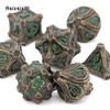 7 Pcs GreenTree Stump Root Metal Dice Solid Metal Polyhedral Dice Set Suitable for Role-Playing RPG  Board Game Card Game