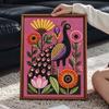Peacock Flower Pearl Painting Kit with Frame Sparkling Bead Canvas Romantic Handmade Wall Decor Gift for Women