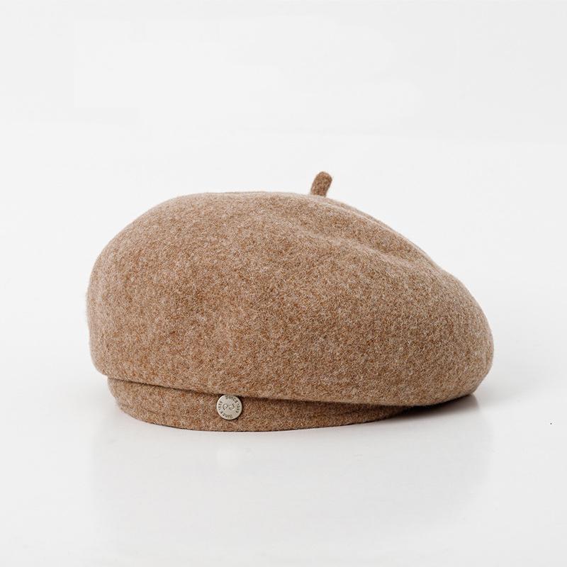 Herfst Wol Achtkantige Schelp Grote Hoofd Ronde Baret Dames Retro Literair Temperament Schildershoed Winter Warm Meisje Casual Hoed