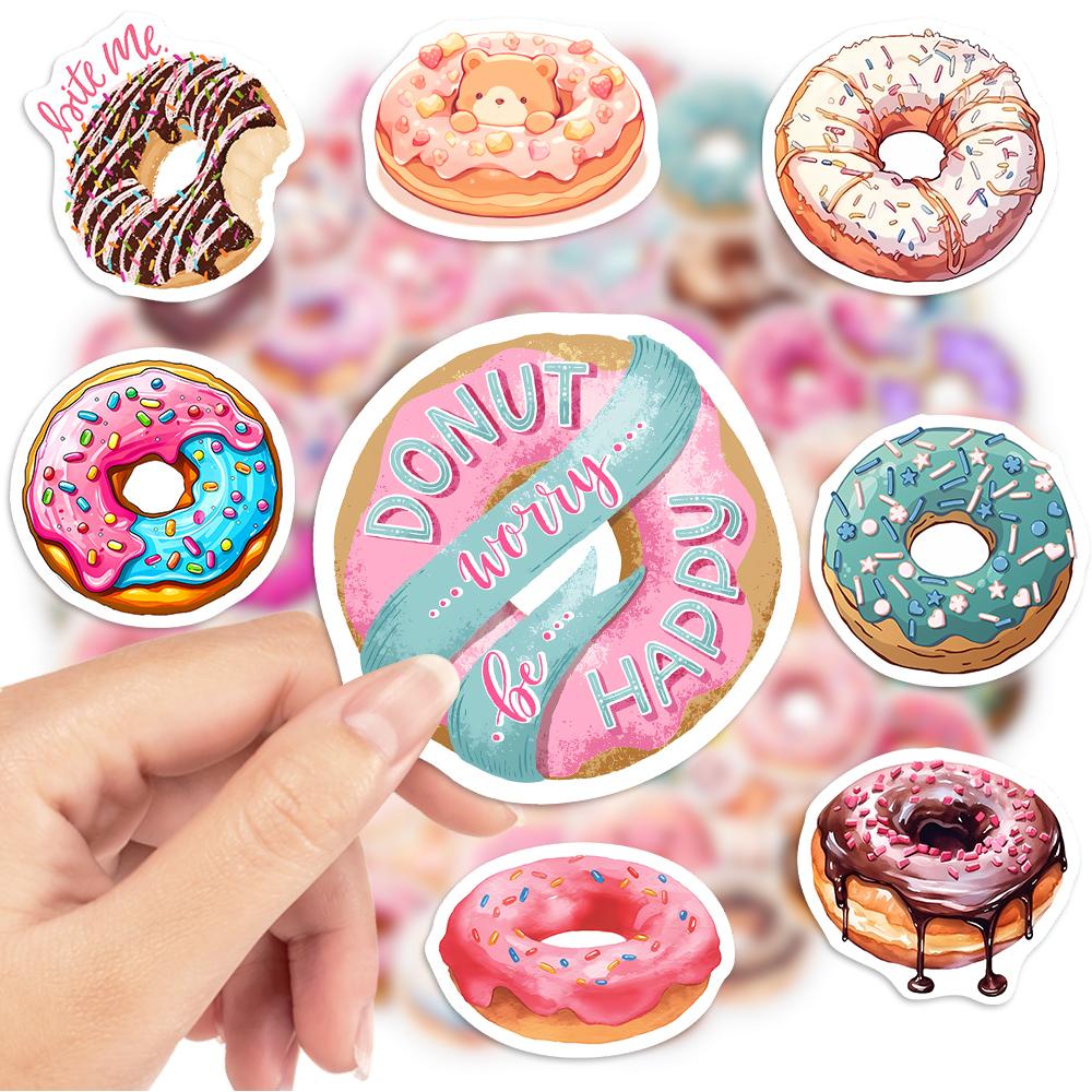 Cute Donut Dessert Stickers DIY Kids Toy Gift Decal for Phones Laptops Cars Scrapbooking Luggage Decorative Graffiti Waterproof