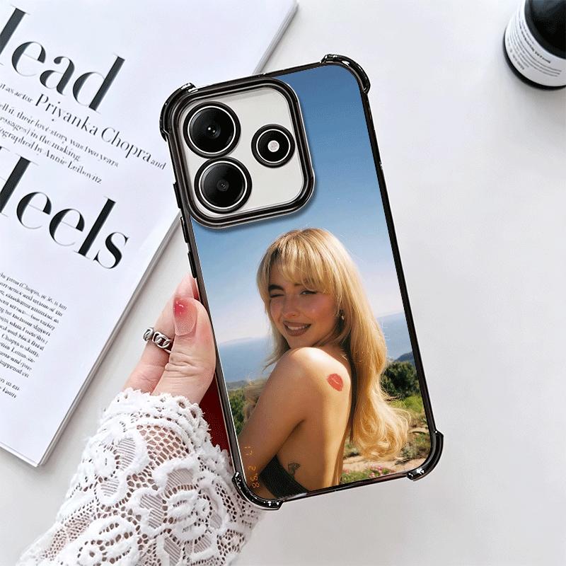 CR66 S-Sabrina C-Carpenter Plating Phone Case For Xiaomi Redmi Note 14 15 Pro Plus 13 12 11 11S 11T 10 9S 9 5G Anti-Fall Airabag