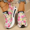Fashion Fashion Floral Printed Platform Sneakers for Women Height Increasing Hidden Wedge Casual Shoes Woman Thick Sole Slip On Sneakers