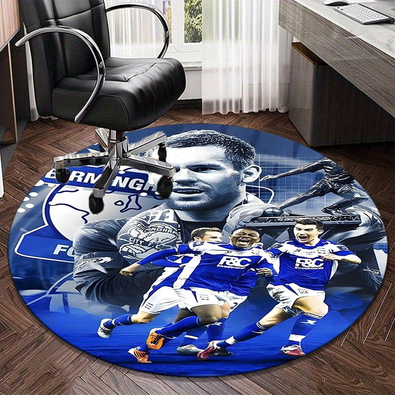 1PC round rug Birming-ham Football Club Printed Round Area Rug ,Rug For Home Office, Round Chair Rug, Decorative Carpet Fan gifts Christmas gift