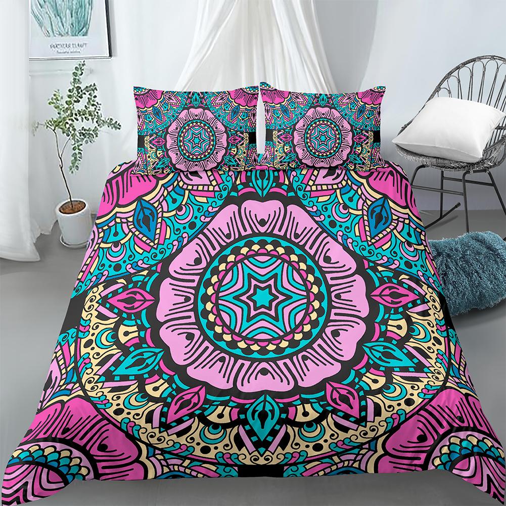 Luxury Boho Style Duvet Cover Geometric Print Bedding Set Quilt Cover with Zipper Closure King Queen Polyester Comforter Cover