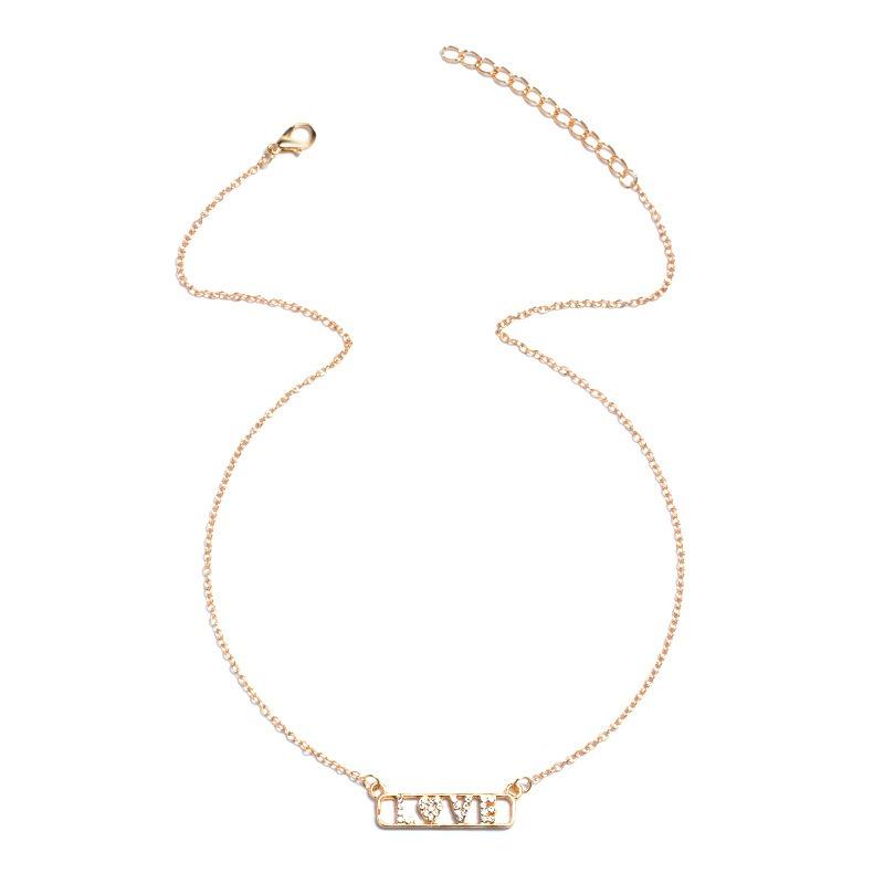 Jewelry Alloy Diamond Letter E Necklace Ladies Gold Plated Clavicle Chain Jewelry