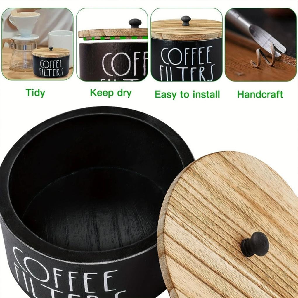 Wooden Filter Dispenser With Lid Farmhouse Style Multipurpose Storage Container Multipurpose Filter