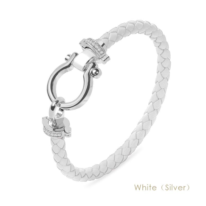 MOONLIGHT Women's Classic Horseshoe Shape Bracelet Genuine Braided Leather Bracelet Female Jewelry Present 11 Colors