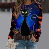Women's T-shirt Casual Long Sleeve Tops Animal Cat Graphic Tees Shirt Blouse O-neck Fall Winter Streetwear Style Pullover